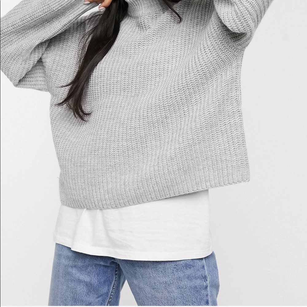 ASOS ~ brand is Micha Lounge grey knit sweater